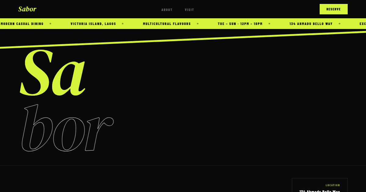 Sabor website screenshot